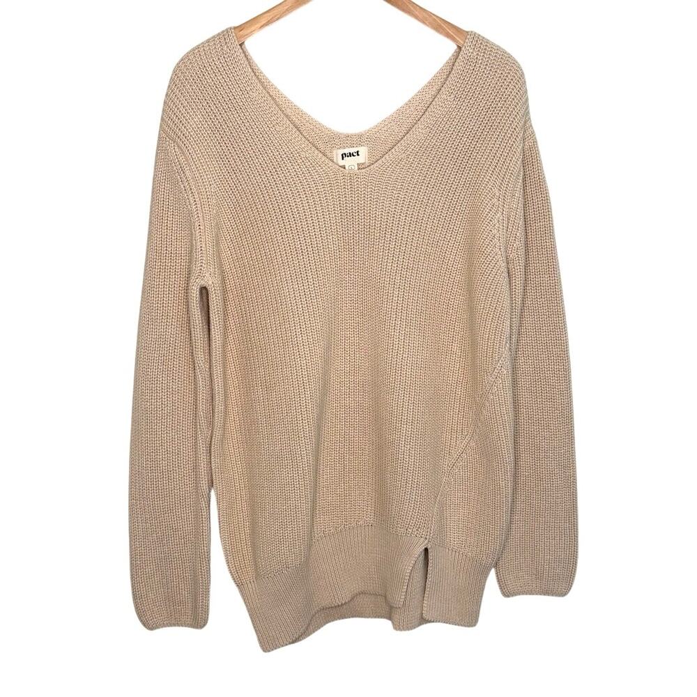 PACT organic cotton double v-neck women's tunic sweater size large - Picture 6 of 6